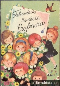 Postal Antigo - Felicidades Senhora Professora