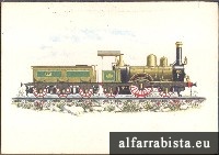 Postal Antigo - Locomotiva a ruote e cilindri interni orizzontali