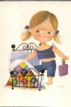 Postal Antigo - Menina a deitar-se