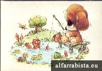 Postal Antigo - C�ozinho a pescar